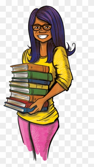 Transparent Cartoon Books Png - Librarian Drawing In Color Clipart