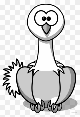 Ostrich Clipart Black And White, Ostrich Black And - Funny Bird Clip Art - Png Download