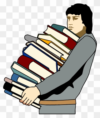 Clipart People Carrying Books - Carrying Lots Of Books - Png Download