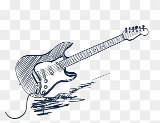 Sketch Electric Guitar Vector Graphics Drawing Clipart - Guitar Drawing - Png Download