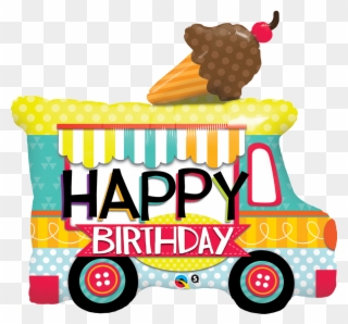 Adorable Ice Cream Truck Shaped Birthday Balloon - Birthday Ice Cream Truck Clipart