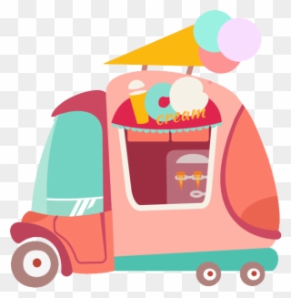 卡通粉色冰淇淋车- Ice Cream Van - Ice Cream Van Clipart
