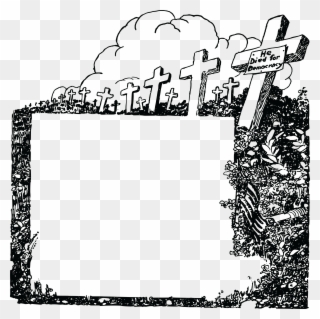 Free Clipart Of A Black And White Cemetery Of Soldiers - Grave Frame Png Transparent Png