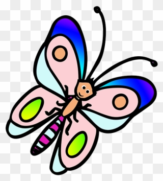 Funny Flying Butterfly Cartoon Drawing - Colored Butterfly Cartoon Clipart