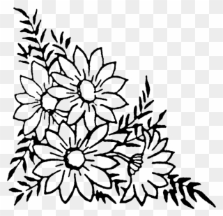 Yellow Yarn Clip Art Corner Flower Design Drawing Png Download Full Size Clipart 556825 Pinclipart,Easy Black And White Simple Flower Design