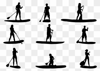 Paddleboard Silhouettes Vectors - Stand Up Paddle Silhouette Clipart