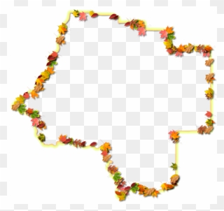 A Yellow And Orange Outline Map Of Levy With Fall Leaves - Map Clipart