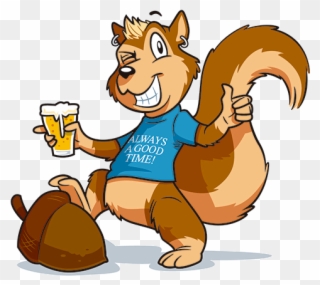 Winking Spikey Haired Squirrel With A Beer In One Hand - Clip Art Nutty Squirrels - Png Download