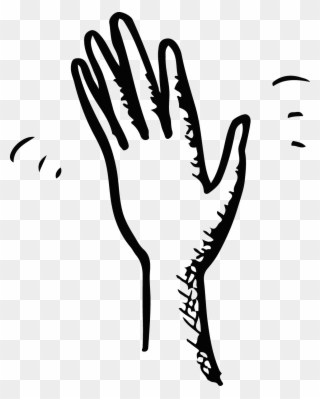 Hand Wave Black And - Drawing Of A Hand Waving Clipart