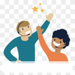 Illustration Of Two People High Fiving - Illustration Clipart
