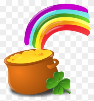St Patrick Pot Of Gold With Rainbow Png Picture - Transparent St Patricks Day Free Clipart