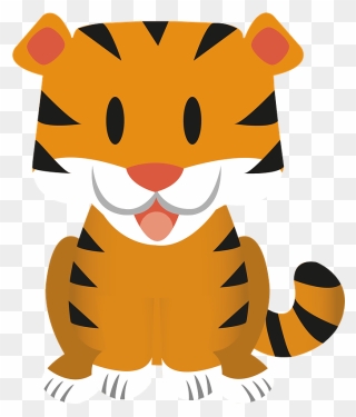 Cute Baby Tiger Clipart - Simple Baby Tiger Cartoon - Png Download