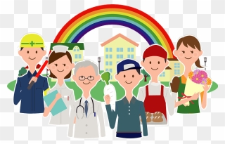 People Job Rainbow Town Clipart - 勞動 節 辛苦 - Png Download