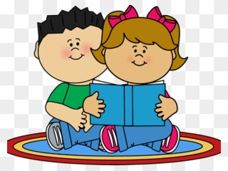 Kids Reading Clipart - Read To A Friend - Png Download