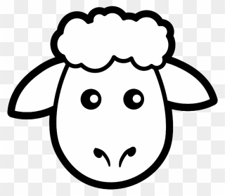 Coloring Sheep - Sheep Face Clipart Black And White - Png Download