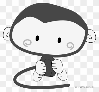 Cute Monkey Animal Free Black White Clipart Images - Cute Monkey Cartoon Black And White - Png Download