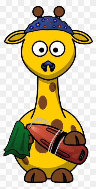 Clipart - Giraffe Swimmer - Cartoon Giraffe - Png Download
