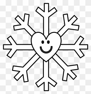 Snowflake, Smiley Face, Heart, Black And White - Snowflake With Face Clipart - Png Download