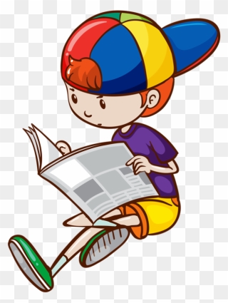 Clipart Boy Reading News Paper - Png Download