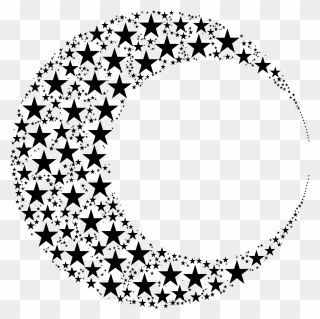 Moon And Stars Png Circle- - Stars Circle Black And White Png Clipart