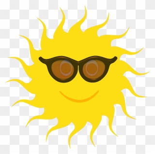 Yellow Sun Black Sunglasses - Smiley Clipart