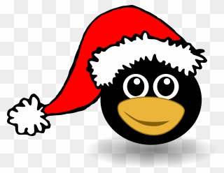 Christmas Penguin Clipart Black And White - Clipart Santa Hat Png Transparent Png