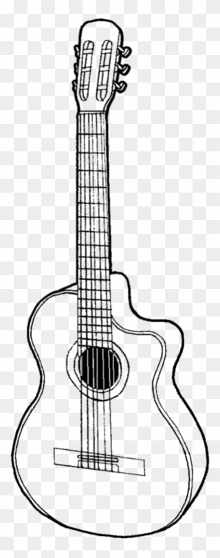 Transparent Acoustic Guitar Clipart Black And White - Guitar Pencil Drawing - Png Download