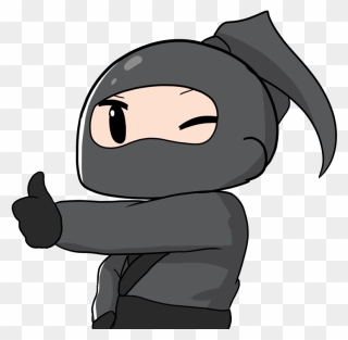 Crouching Drawing Ninja - Cartoon Clipart