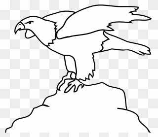 Bald Eagle Outline On Rock - Eagle Clipart Black And White - Png Download