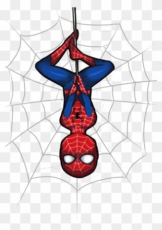 Spiderman Hanging Upside Down Clipart Clip Royalty - Cute Spider Man Drawing - Png Download