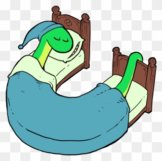 Sleepy Snake Snugly Tucked Into A C-shaped Bed - Sleepy Snake Clipart