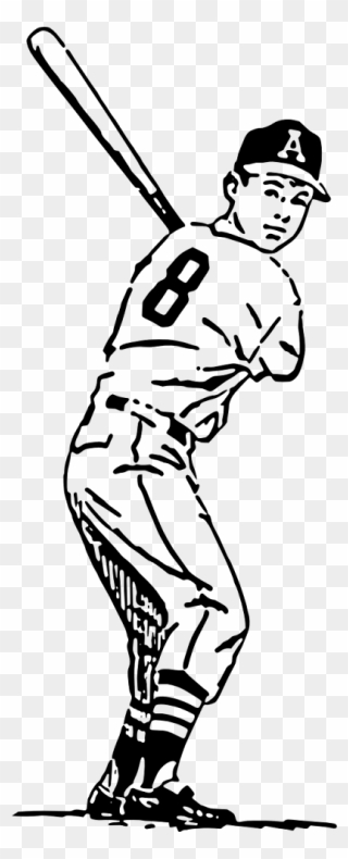 Baseball Player Batter - Baseball Player Clipart Black And White - Png Download