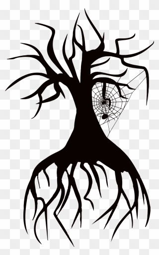 This Free Icons Png Design Of Spider Tree - Tree With Spider Web Clip Art Black Transparent Png