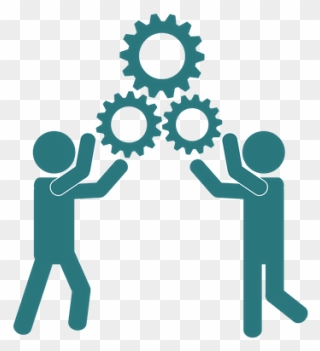 People With Gears Image - Teamwork Gear Clip Art Black And White - Png Download