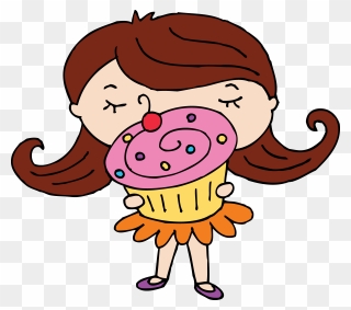 Free Baker Clipart Girl - Eating A Cupcake Clipart - Png Download