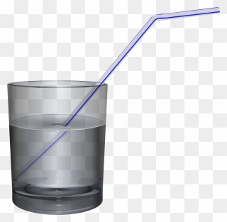 Water,glass,liquid - Glass Of Water With A Straw Clipart
