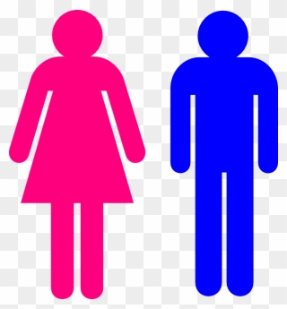 Stick Figure Boy And Girl - Male And Female Bathroom Signage Clipart