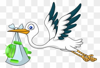 Android App On Google Play Clipart Jpg Royalty Free - Baby Stork New Years - Png Download