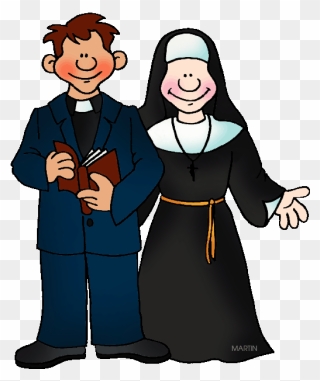 Sacrament Of Holy Orders Cartoon , Png Download - Priest And Nun Clipart Transparent Png