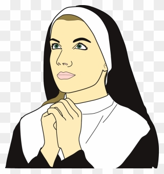 Art,portrait,girl - Nun Clipart Black And White - Png Download