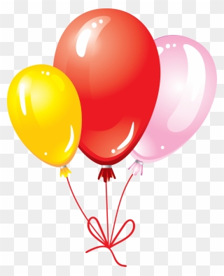 Multicolored Flying Balloons With Bow Png Image - Png Baluns Clipart