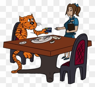 Loyalty Club - Tigers Eating Table Cartoon Clipart