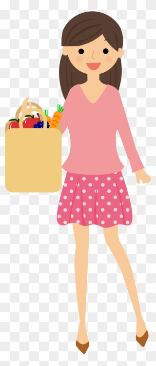 Lady Clipart Grocery Shopping - Woman Shopping Clipart Free - Png Download