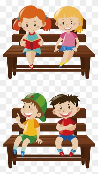 Boys Sitting On The Bench Clipart - Png Download