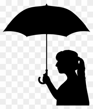 Women With Umbrella Silhouette Clipart
