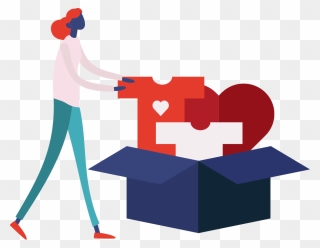 Woman Putting Donations Into Box Clipart