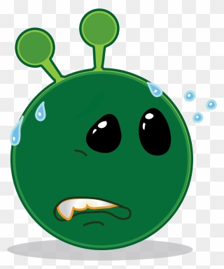 Smiley Green Alien Worried - Alien Smiley Clipart