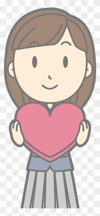 Schoolgirl Holding Read Heart Clipart - Cold Clipart Png Transparent Png