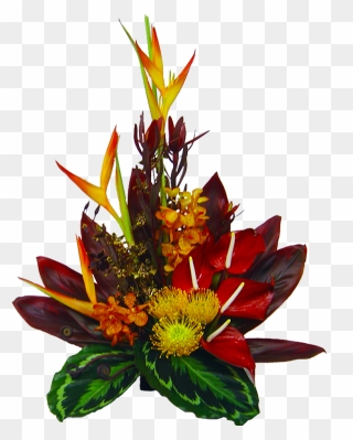 Tropical Sunset Hawaiian Flower Bouquet Flowers - Real Tropical Flowers Transparent Background Clipart