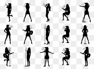 People Singing Silhouettes Vector - Silhouette People Singing Clipart